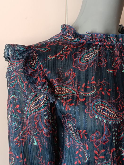 Sukienka boho Mango MNG mini paisley zwiewna rękawy