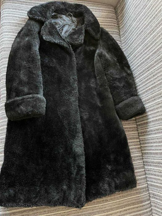 Жіноча шуба вінтаж чорна зимова шуба шубка