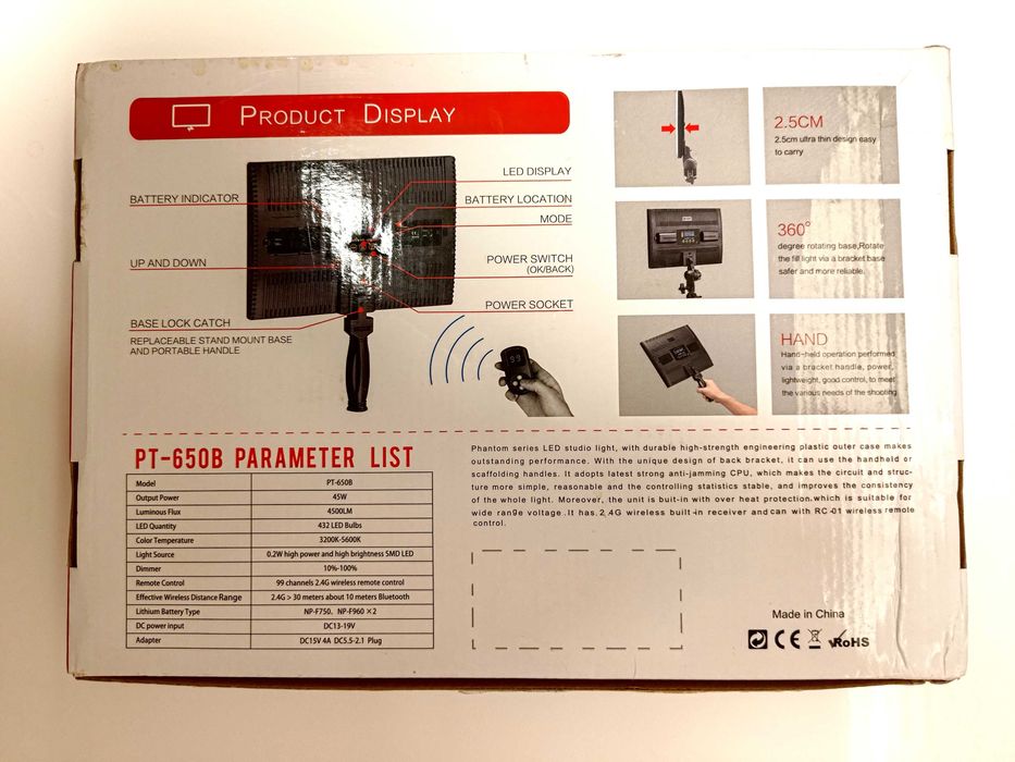 Lampa LED foto video Tolifo PT-650B