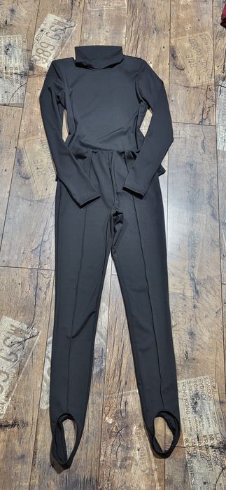 Czarny wysoki komplet legginsy narciary uni S M L