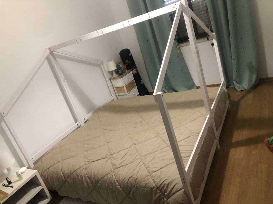 Estrutura de cama infantil 2x(90x190) cm pinho maciço branco