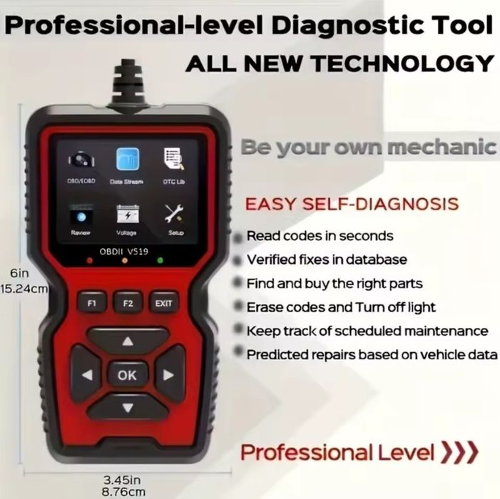 Автосканер V519 OBD2/EOBD для діагностики автомобіля, читання та скидання помилок Check Engine