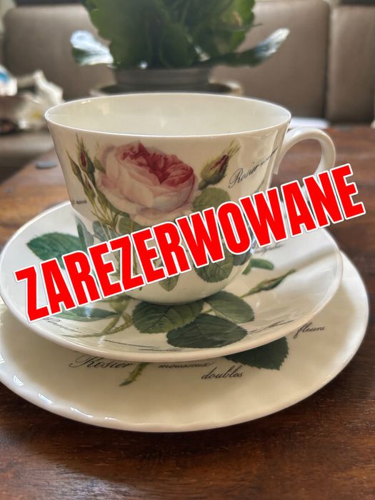 Roy Kirkham Redouté Roses – 2 filiżanki 400 ml + spodki + talerzyki, Fine Bone China England
