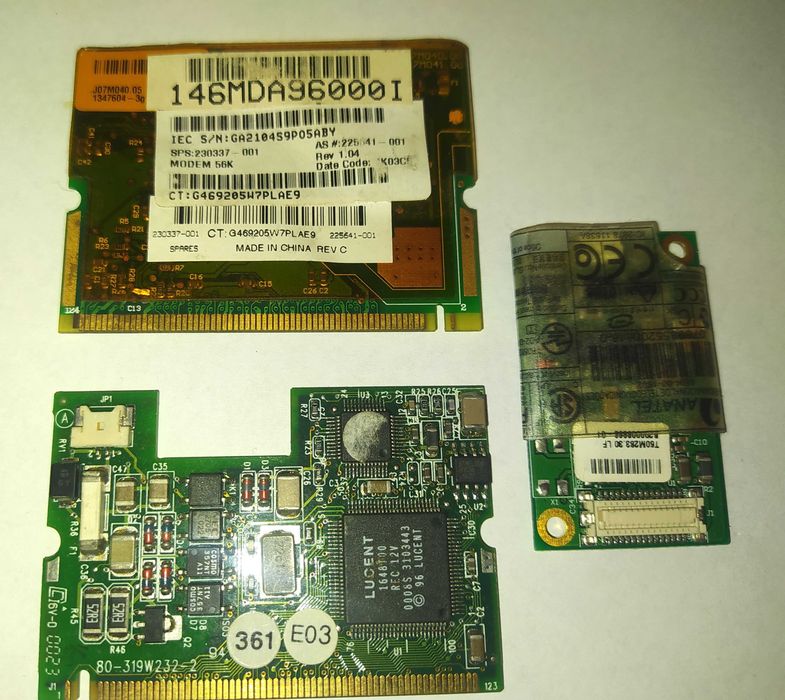 Moduły modem 56K do nooteboków 3 sztuki