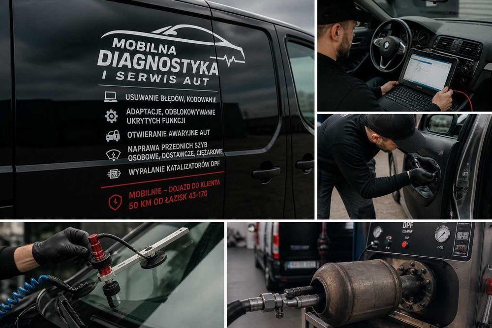 Mobilna Diagnostyka Komputerowa Aut Osobowych Ciężarowych Dostawczych  | DPF | Kodowanie | Otwieranie aut | Naprawa szyb | Dojazd do klienta Śląsk