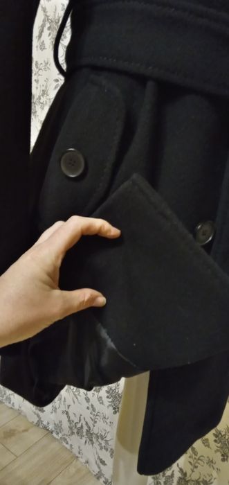 Ciepły płaszcz z wełny 80%, S M