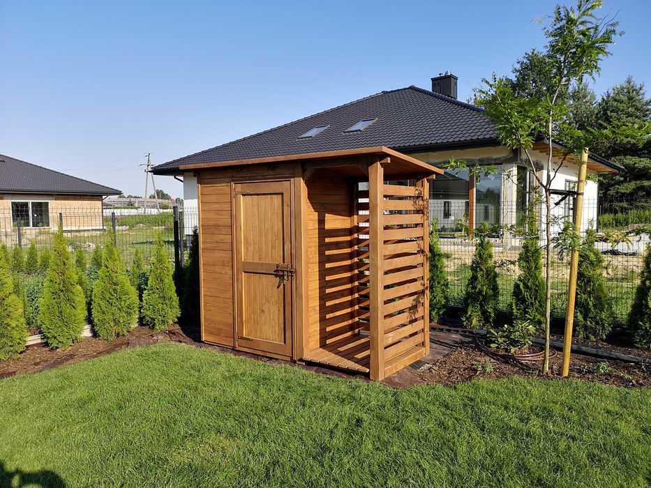 Drewutnia z domkiem narzędziowym ogrodowym 2,5 x 1,1m,wiata na drewno