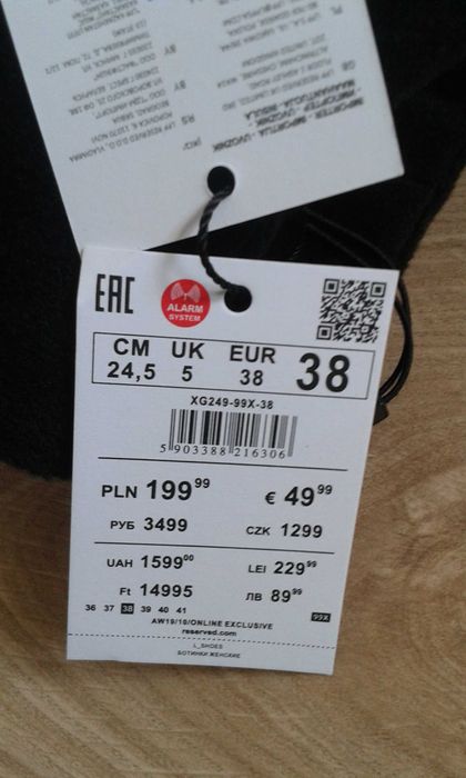 Botki 41 Reserved zamszowe czarne NOWE buty wiosenne szpilki