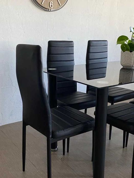 Mesa de jantar preto com 6 cadeiras - entrega gratis