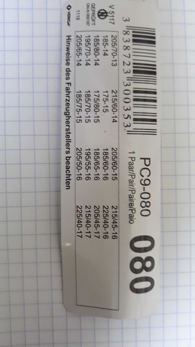 Łańcuchy śnieg. do osob. 185/65/R15, 195/65/R15,195/55/R16,