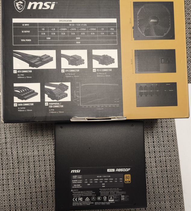 Блок живлення MSI 850W (MPG A850GF)