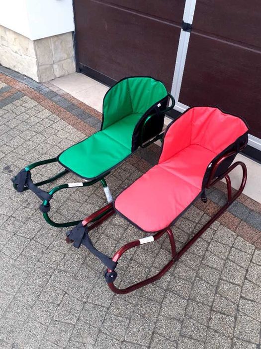 Sanki metalowe z oparciem
