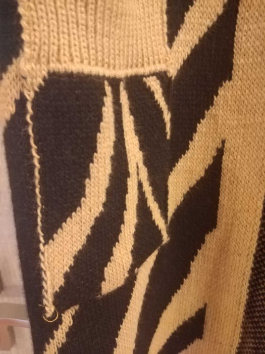 Kardigan długi czarno kamelowy