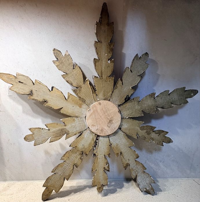 Lindo antigo sol em talha dourada 54 cm de diâmetro - restaurado