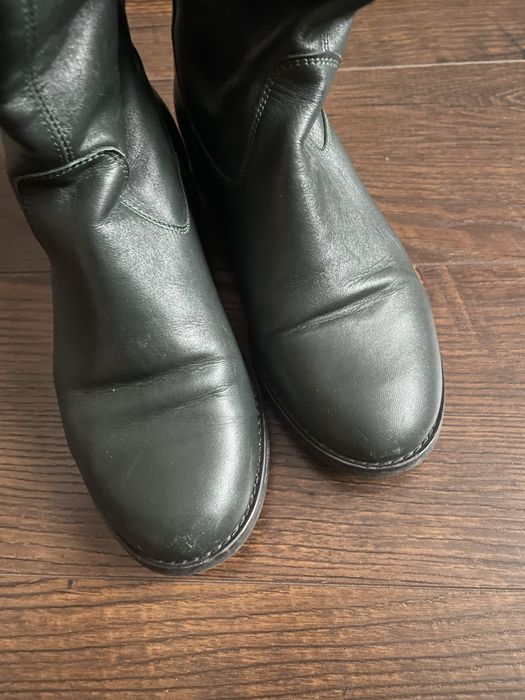 Чоботи темно зелені , нат.шкіра