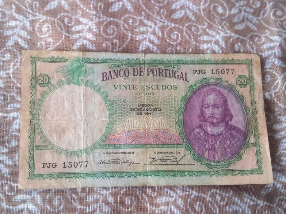 Nota de 20 Escudos ano 1944