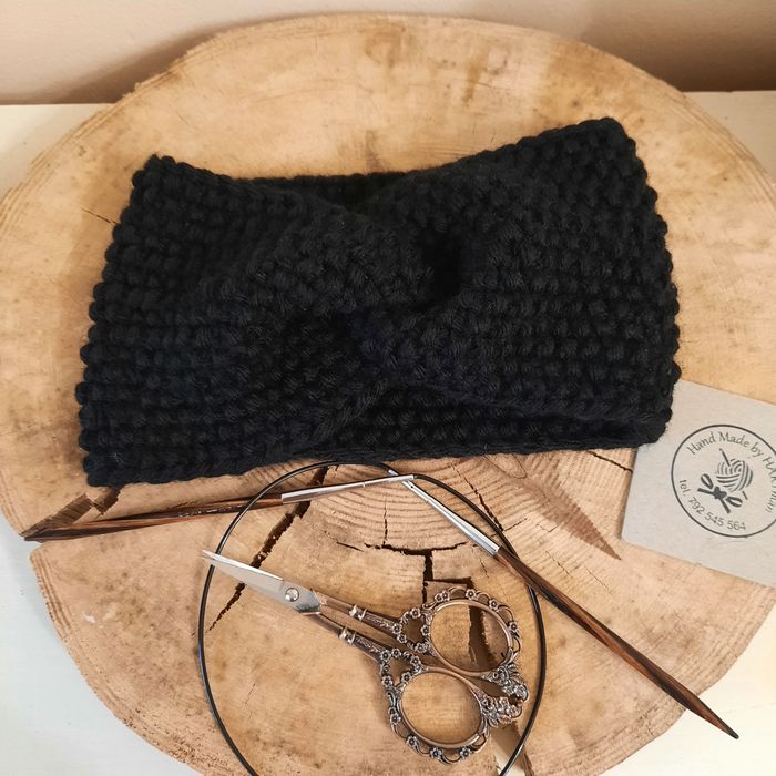Komplet opaska i komin, rękodzieło, wełna merino