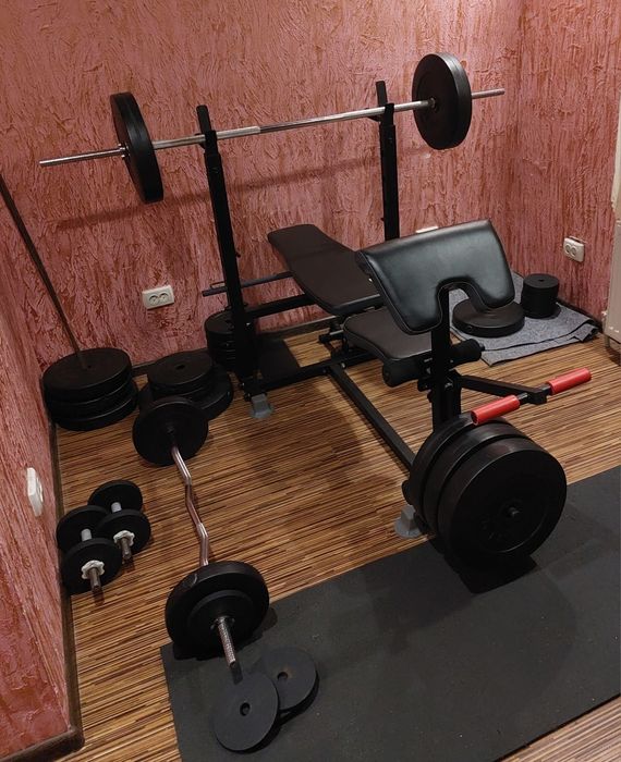 Домашний спорткомплекс / штанга, гантели, лавка / 180 кг