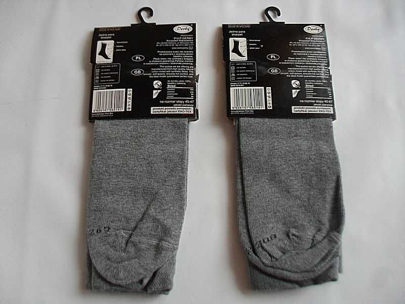 SKARPETY - BAWEŁNIANE -2szt DERBY 45-47 melange szary klasyczne NOwe 2