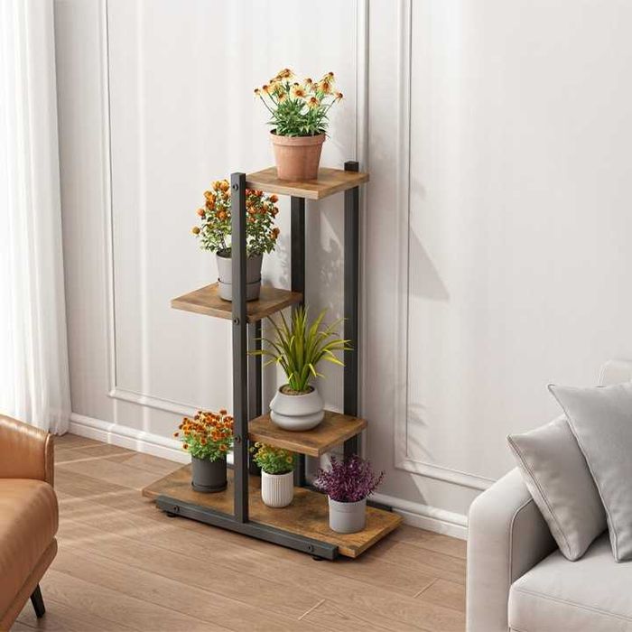 Kwietnik Stojak Na Rośliny Doniczki Rustykalny Regał Drewniane 68cm