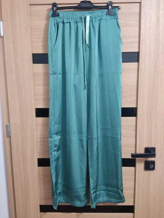 Luksusowe spodnie satynowe Ice Silk zielone