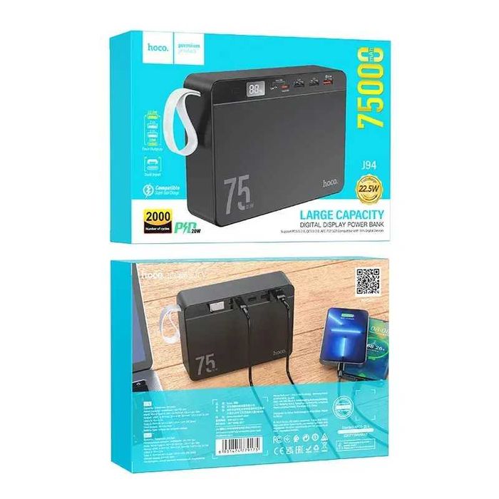 Павербанк 75000mAh HOCO J94 PD20W QC3.0 Power Bank швидка зарядка для роутера iPhone Samsung Xiaomi Android  ОПТ / Роздріб