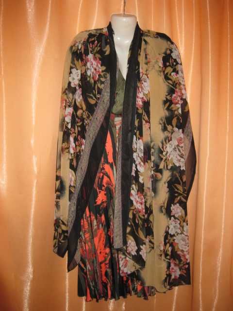 легкий парео шарф шаль платок накидка темний чорний шифоновий