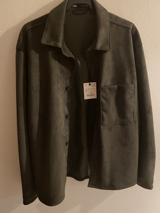 Casaco de couro e camurca