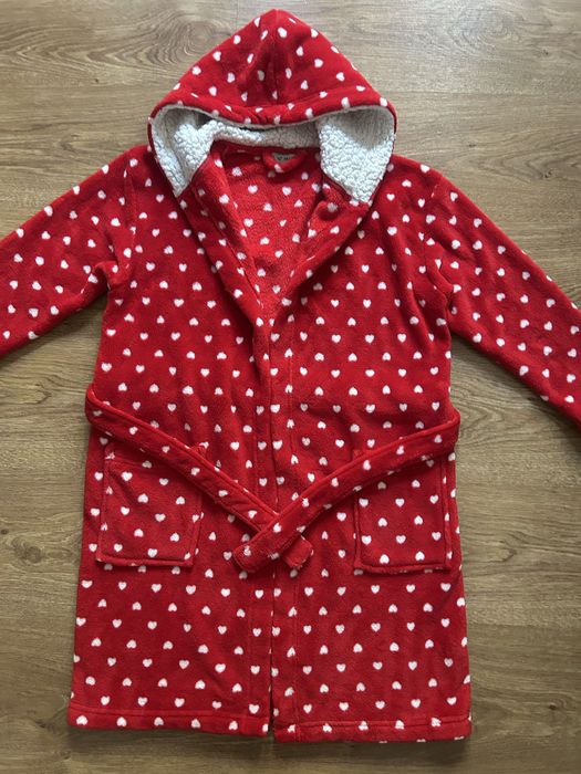Szlafrok Czerwony w białe Serduszka NEXT 140