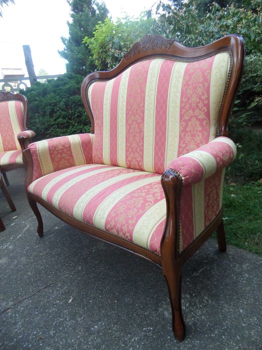 śliczny zestaw ludwikowski sofa i dwa fotele zamek BDB wysyłka dowóz