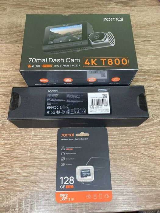 70mai Dash Cam 4K T800 + RC 24 + 128 GB Трехканальный Видеорегистратор