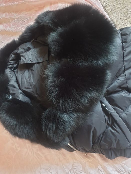 Kurtka puchowa z Lisem naturalnym Oversaiz S ,M,XS.