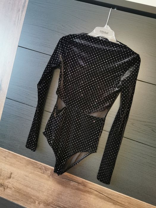 Mieniące body Zara welurowe błyszczące bluzka bluzeczka S 36