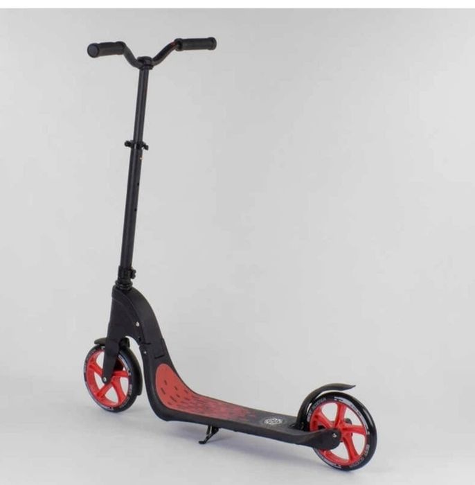 Самокат двоколісний 18424 "Best Scooter" (2) колір червоний, колеса pu - 20 см, широкий велосипедне кермо, новий зажим керма.