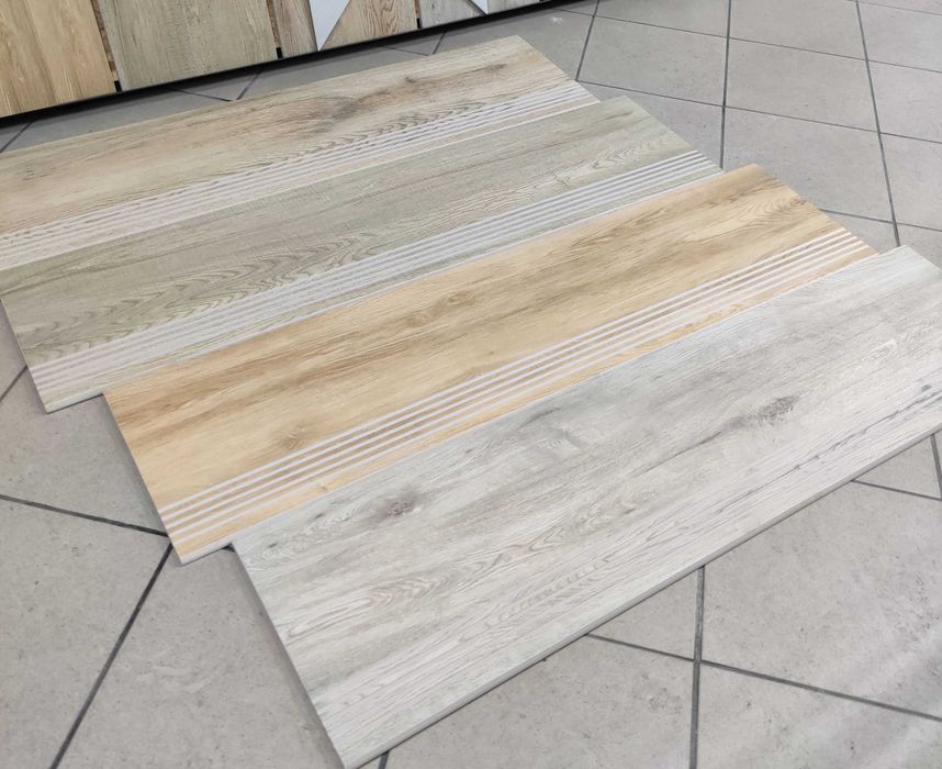 Płytki Gresowe Drewnopodobne Stopień Stopnica 30x120 Gat.1
