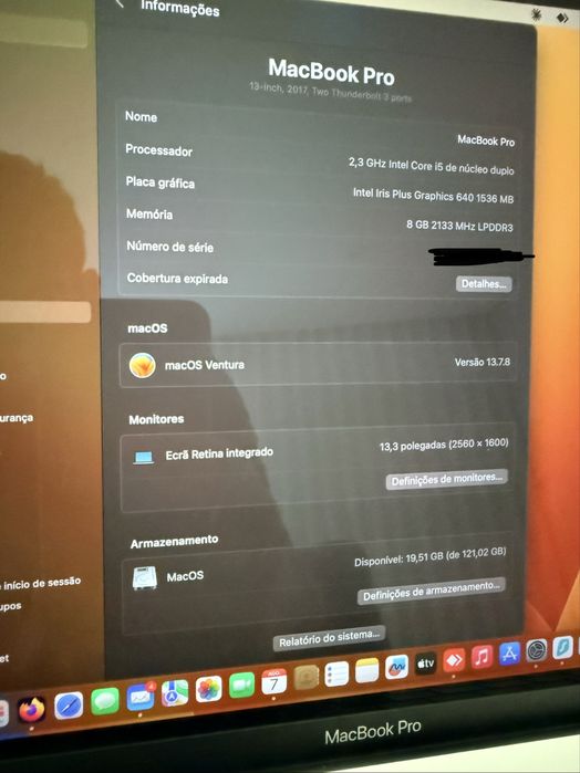 MacBook Pro 13” Retina (2017) | i5 | 8GB | SSD 128GB | Caixa Completa