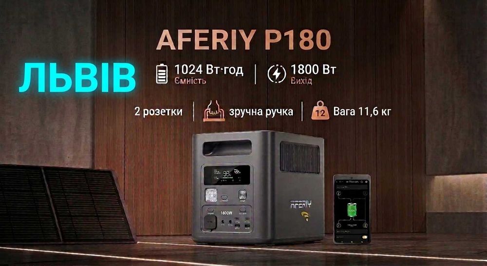 САМОВИВІЗ  ЛЬВІВ - НОВА Зарядна станція AFERIY P180 1800Вт 1024Вт год [ЄВРО розетка]