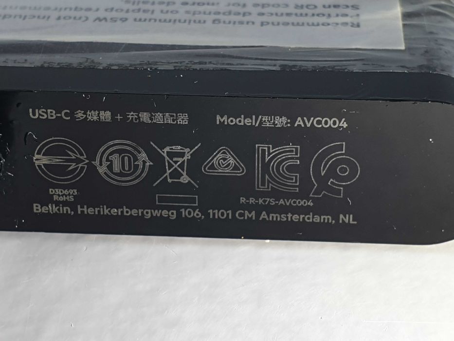 USB-C 5/1 Belkin AVC004 HDMI, VGA, USB 3.0, RJ45 100W комплект