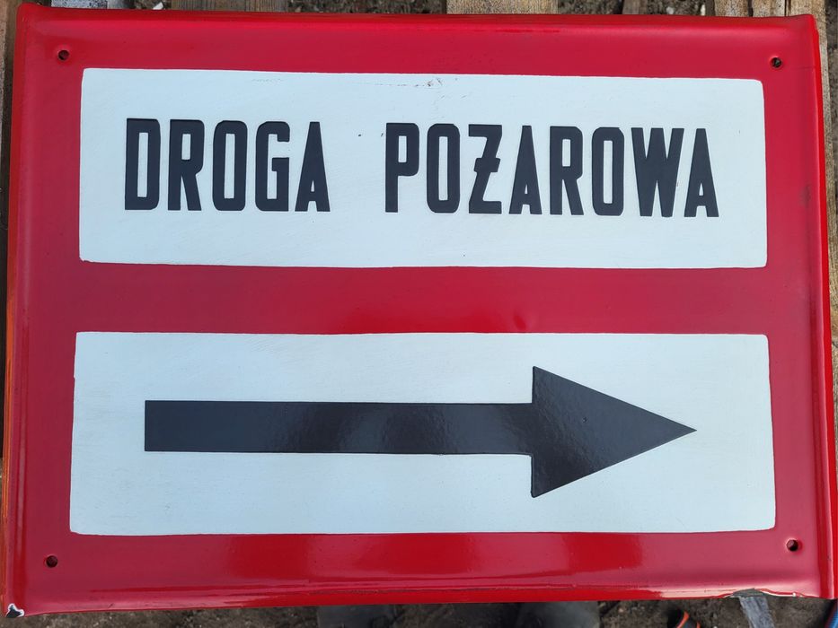 Tabliczka metalowa "Droga Pożarowa" (prawa lub lewa) PRL