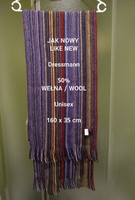 Dressmann  Duży ciepły szal wełniany, Uniseks, 50% Wełna, 160 x 35 cm