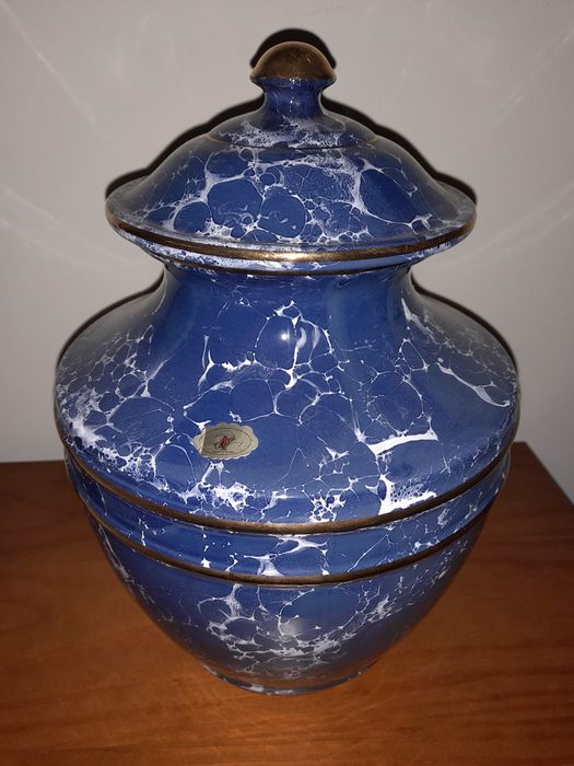 Pote decorativo azul e dourado