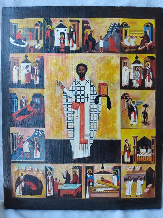 Ikona tradycyjna święty Mikołaj z Miry 38x30cm