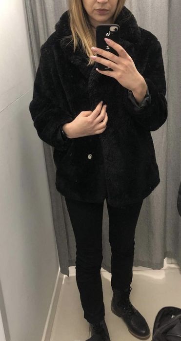 Kożuszek czarny krótki 36, 38, 40