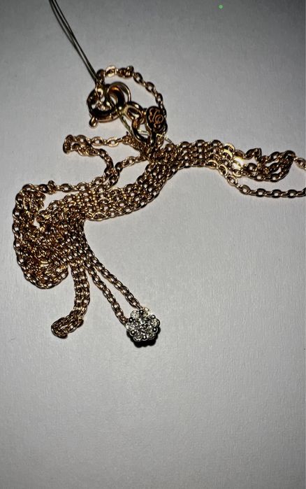 Золотая цепочка с кулоном в бриллиантах красное золото 585 проба