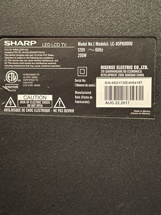 телевізор Sharp LC-65P6030U, 65 дюймів.