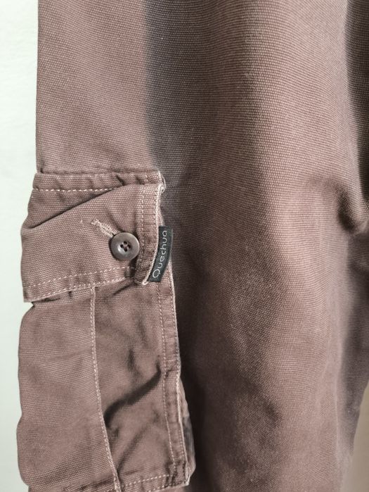 Decathlon Quechua 38 M bojówki brąz low waist cargo regular fit bawełna trekking