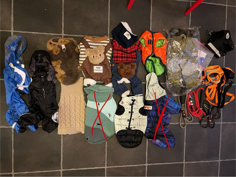 Одежда  для собачек б/у в отличном состоянии 22–25 см+ поводки