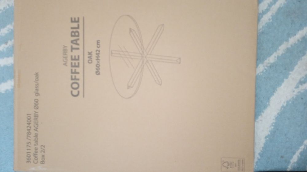 Стіл кавовий новий з масиву дуба та гартованого скла бренду Jusk