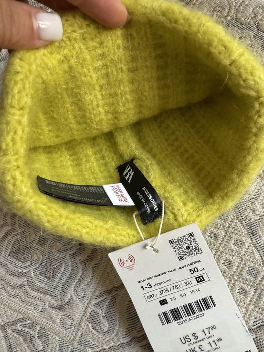 Новая шерстяная шапка Zara 1-3года 50 см
