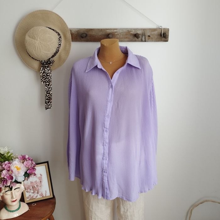 Damska koszula plisowana oversize Pretty Little Thing liliowa S–XXL